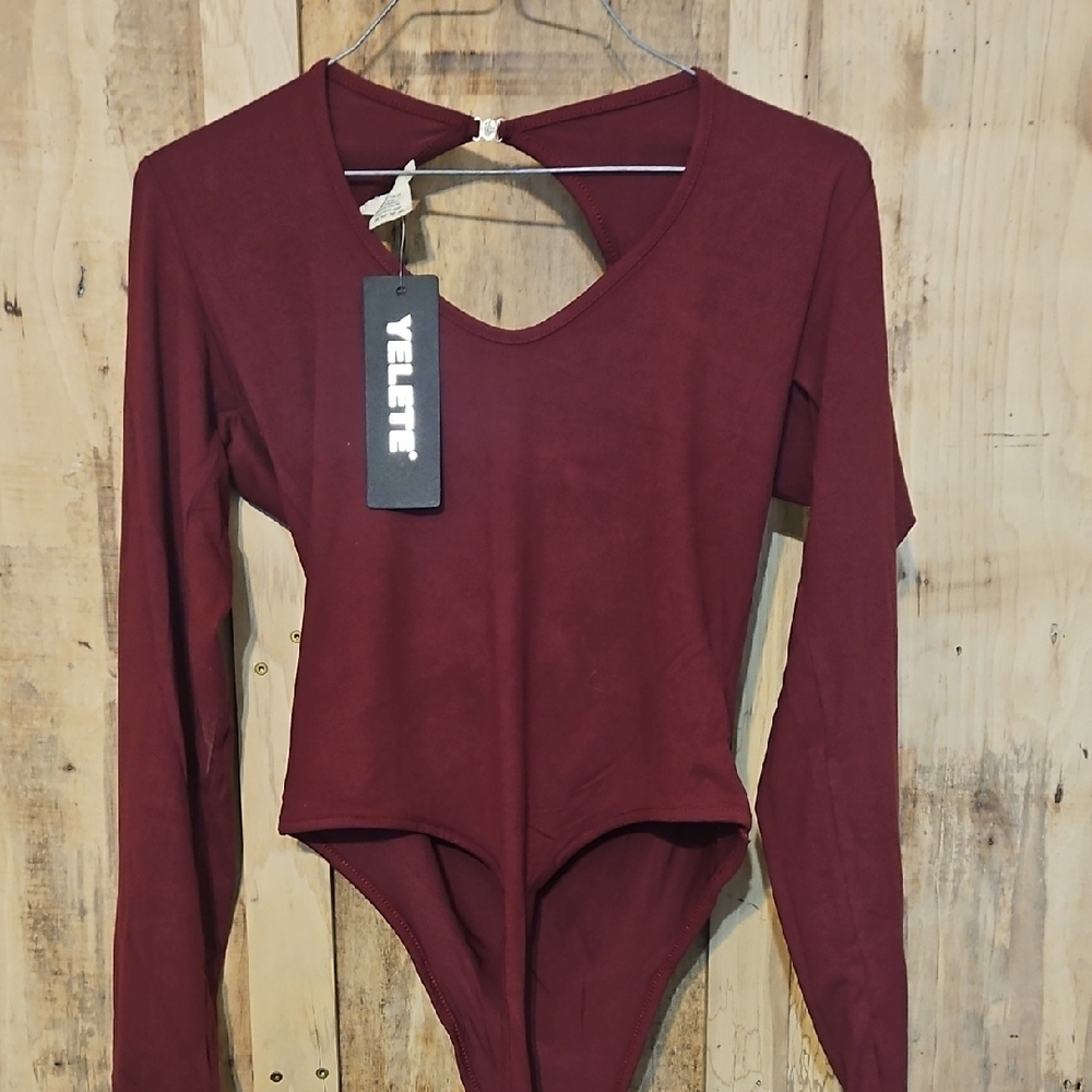 Yelete Maroon Long Sleeve Bodysuit